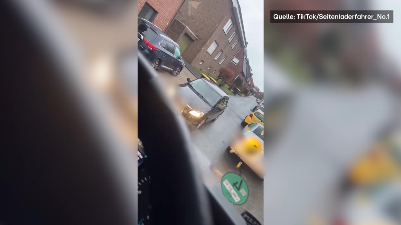 Harmloser Vorfahrts-Streit eskaliert Müllabfuhr vs. Autofahrer!