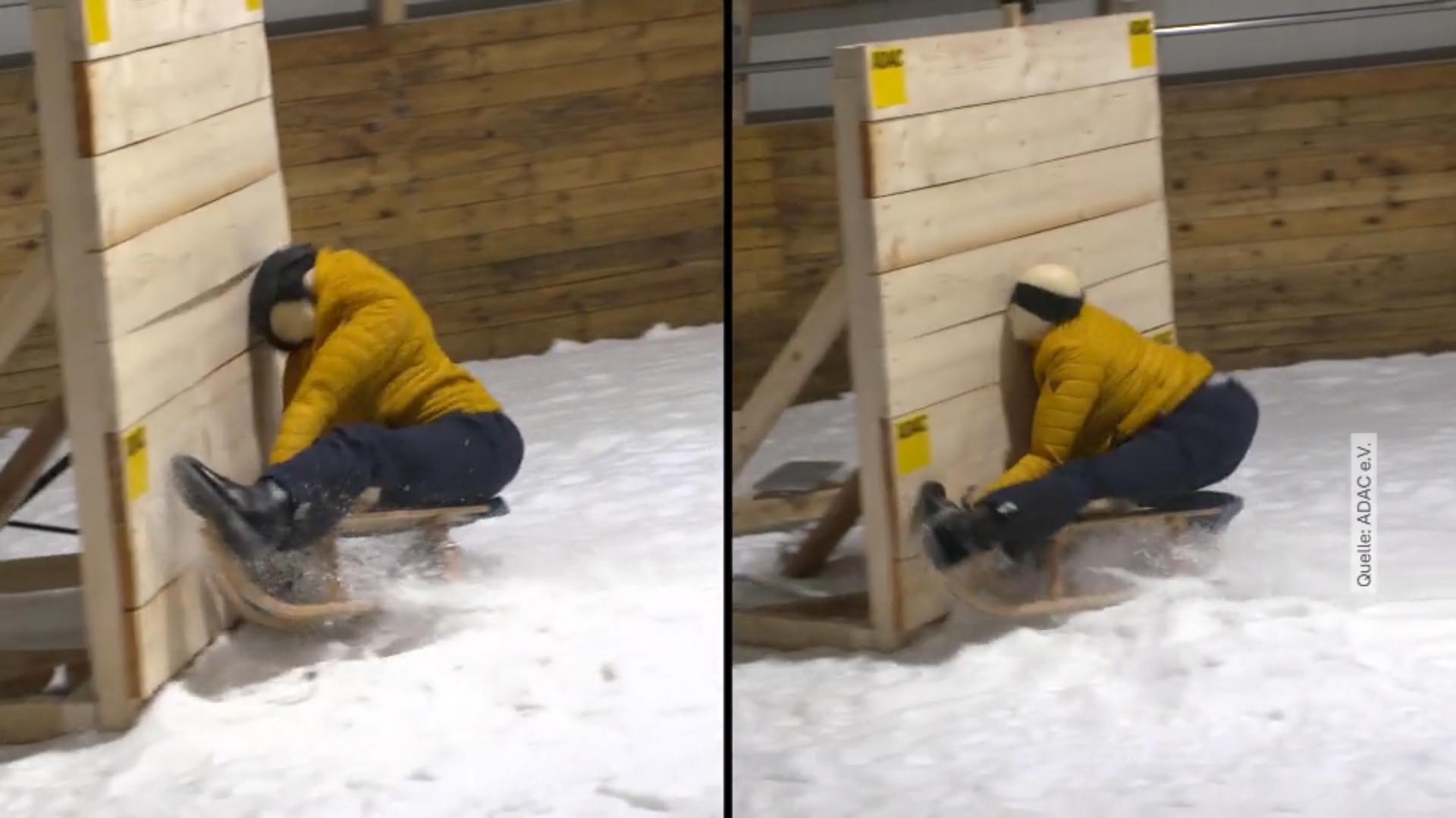 Das passiert, wenn Sie beim Rodeln keinen Helm tragen Crashtest!