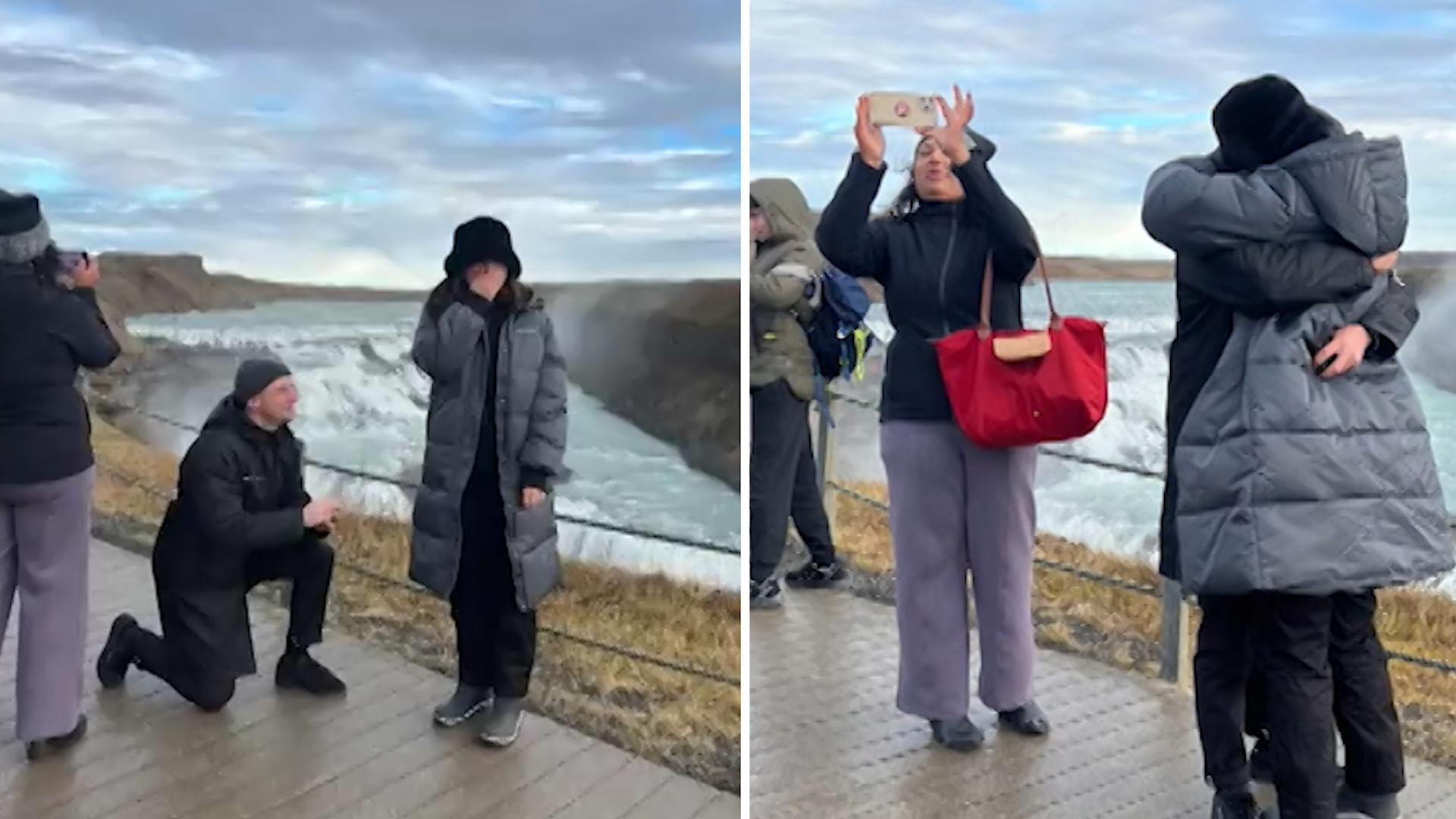 Touristin crasht Heiratsantrag - und merkt es nicht einmal! Sie stolpert sogar über seine Beine