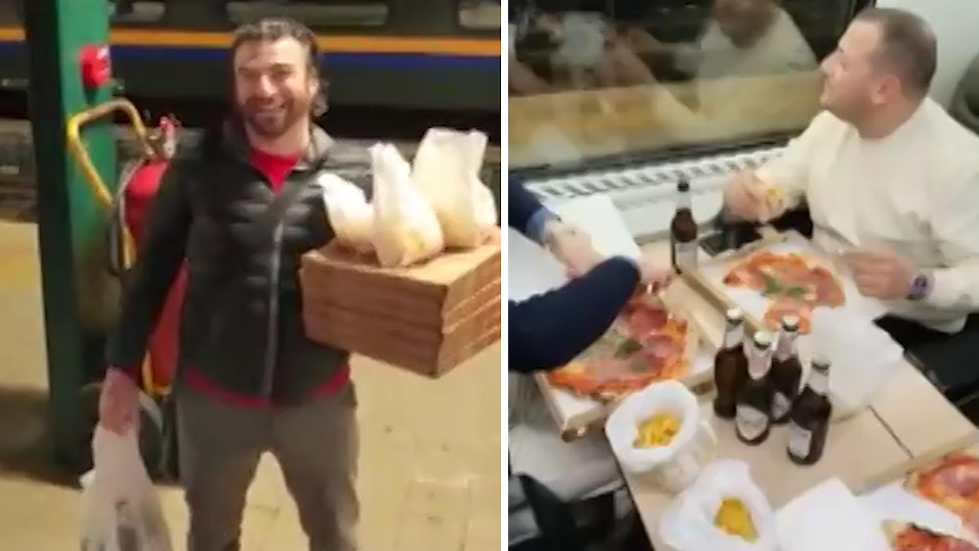 ¿Los hombres piden pizza en el tren y siguen recibiendo comida italiana?