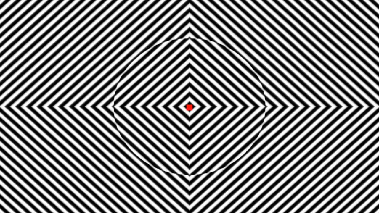 Schauen Sie mindestens 30 Sekunden lang auf den roten Punkt! Wasserfall-Illusion
