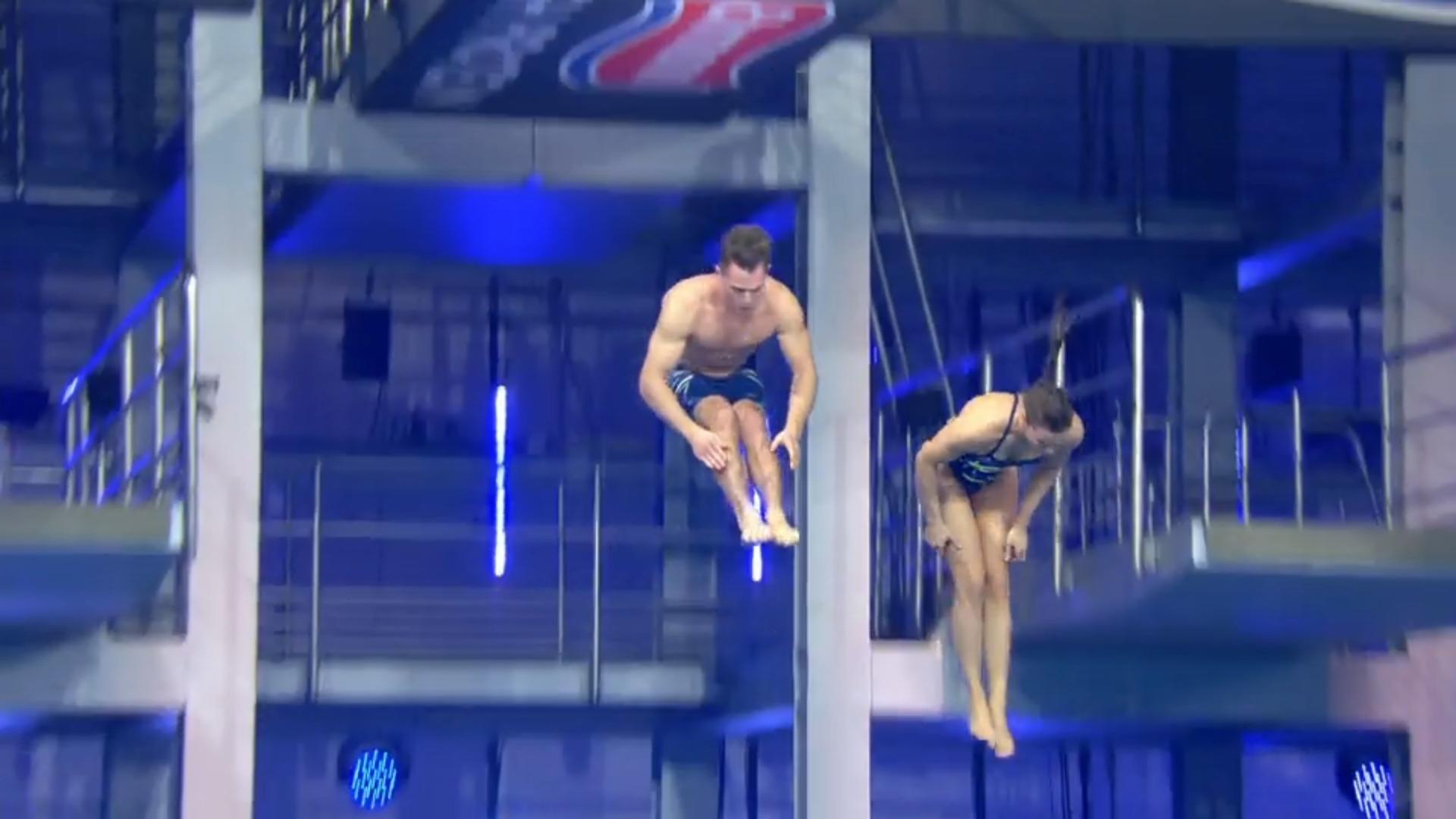 "Ninja Warriors" Arleen & Simon rocken den Synchronsprung Gold beim "RTL Turmspringen"