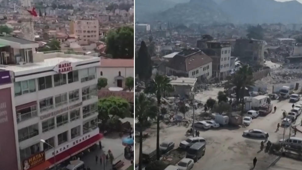 Vorher-Nachher-Videos zeigen Zerstörung in der Türkei Erdbeben verwüstet ganze Straßen