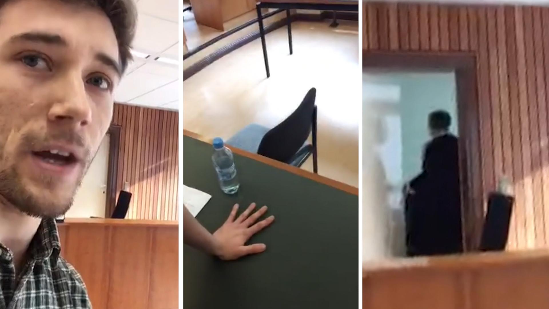 Irre Aktion: Klimaaktivist klebt sich am Tisch fest Eklat beim Gerichtsprozess