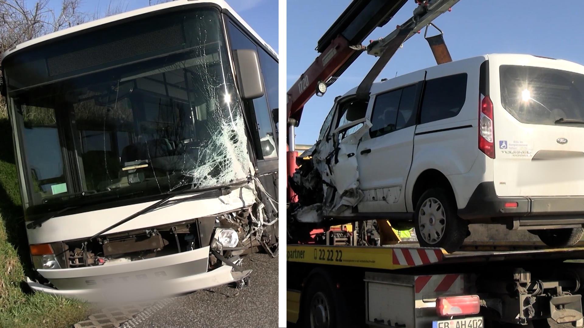 Fordfahrer (75) fährt in entgegenkommenden Bus Mehrere Insassen verletzt