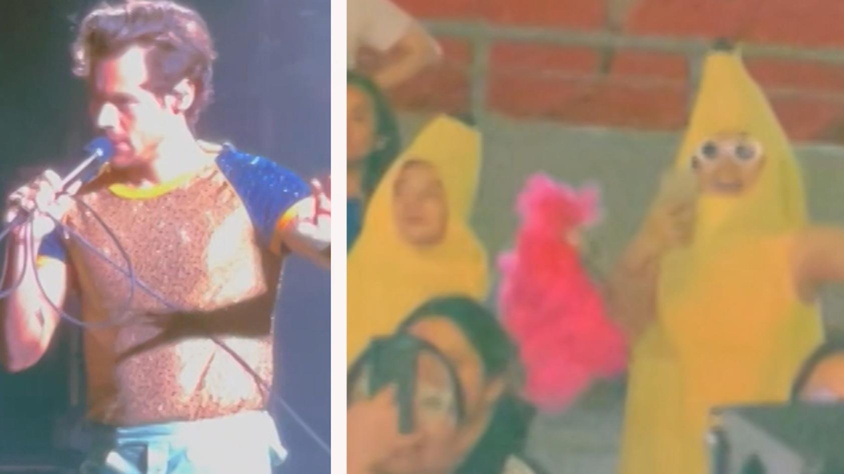 Harry Styles performt "Bananensong" für kostümierte Besucher Witziger Insider
