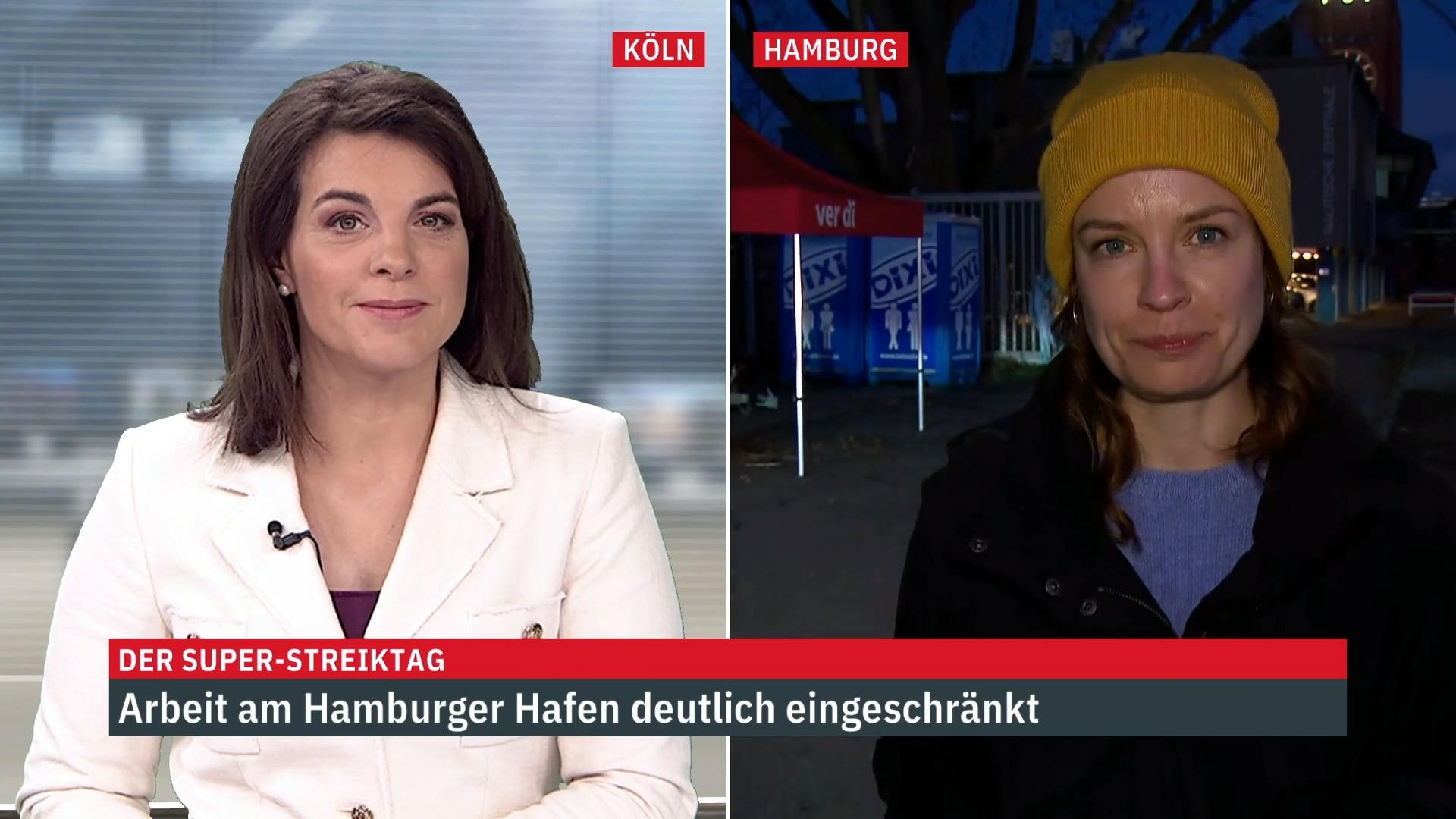 Giornalista di RTL: Il giorno del grande sciopero ad Amburgo il lavoro nel porto di Amburgo è limitato