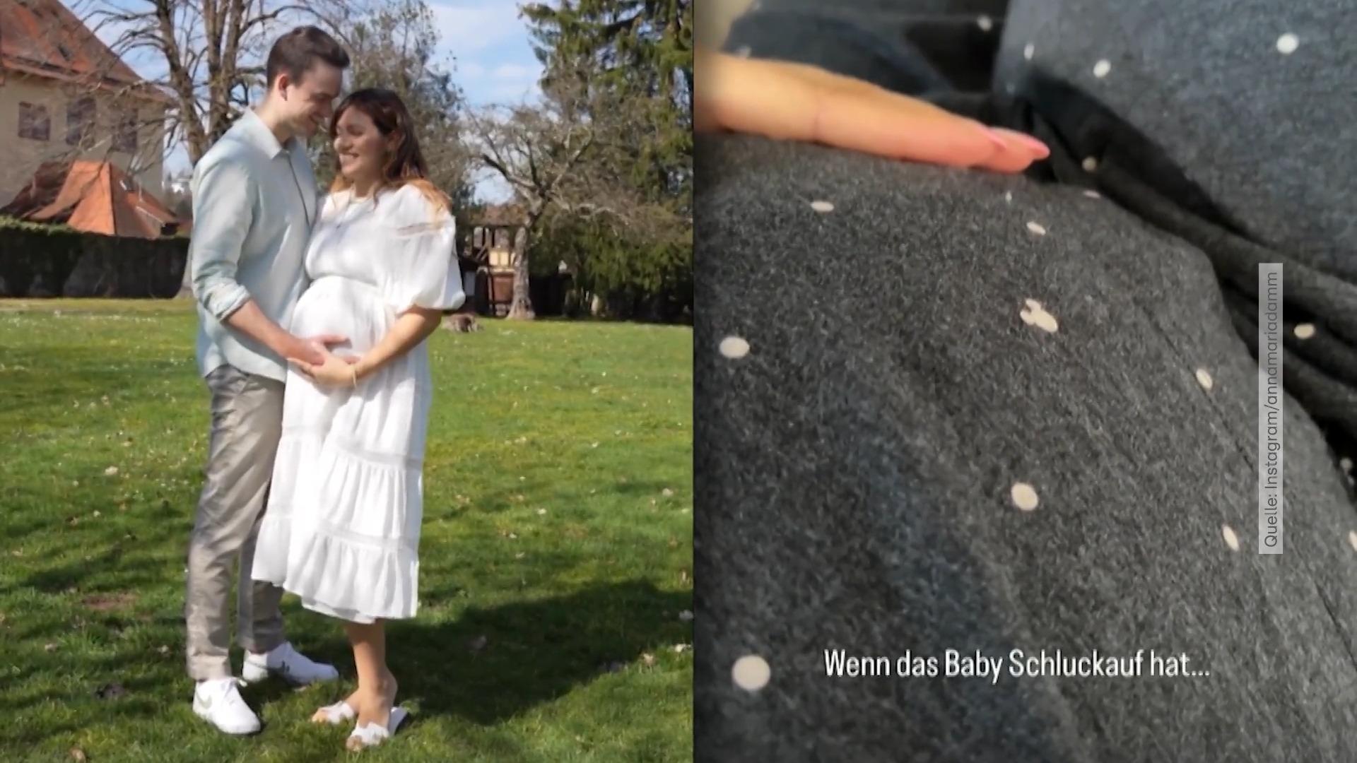 Anna Maria Damm filmt die Babybewegungen in ihrem Bauch „Wenn das Baby Schluckauf hat“