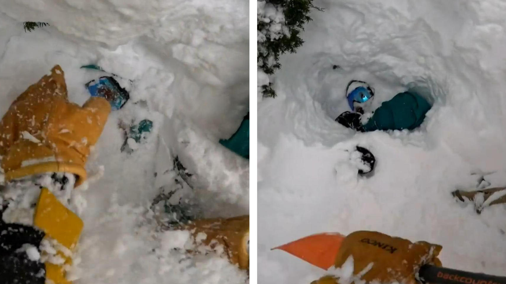 Spektakulär! Skifahrer rettet Snowboarder das Leben Unter Schnee begraben!