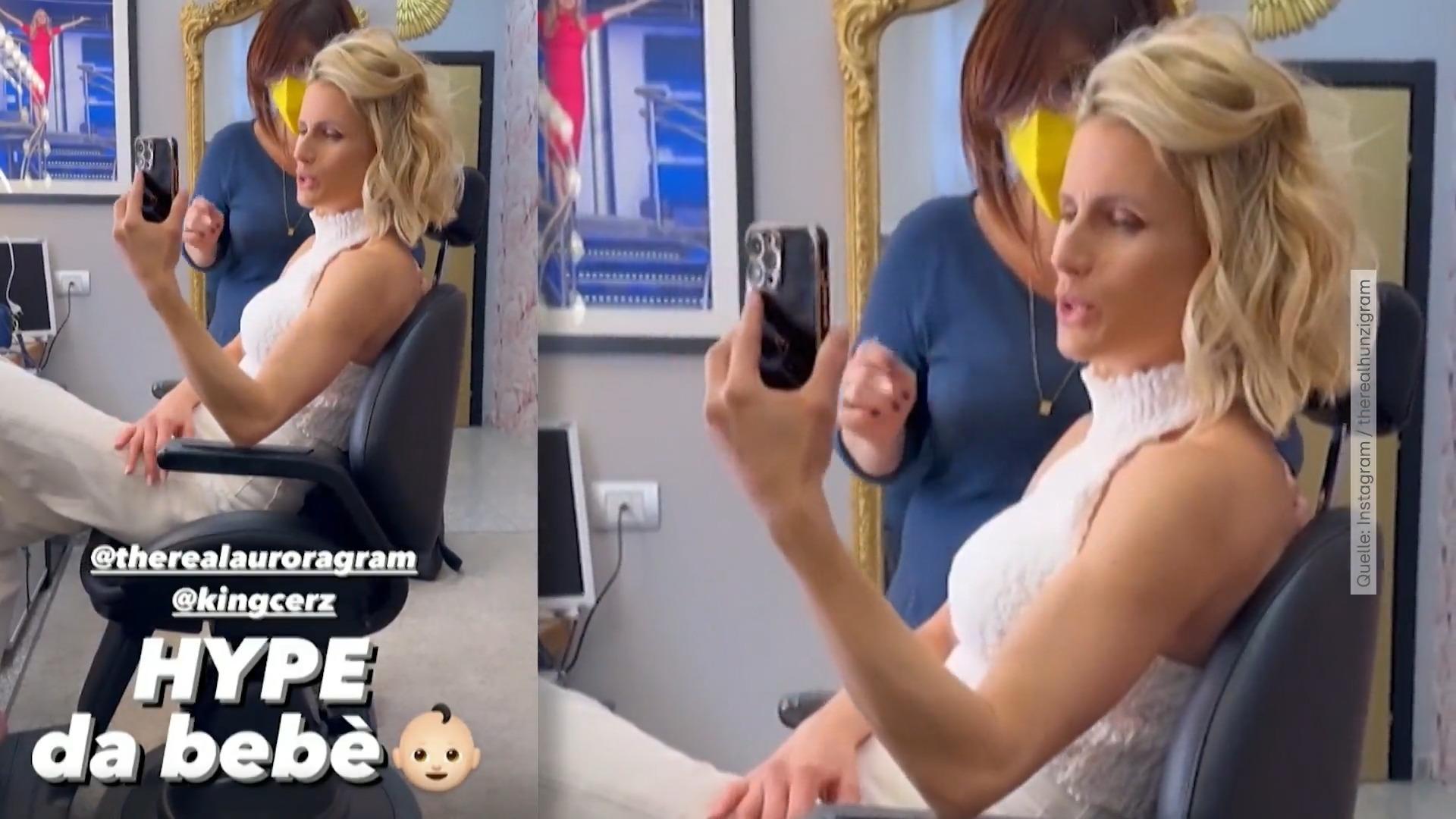 Hier skypt Michelle Hunziker mit ihrem Enkel Cesare Stolze Nonna