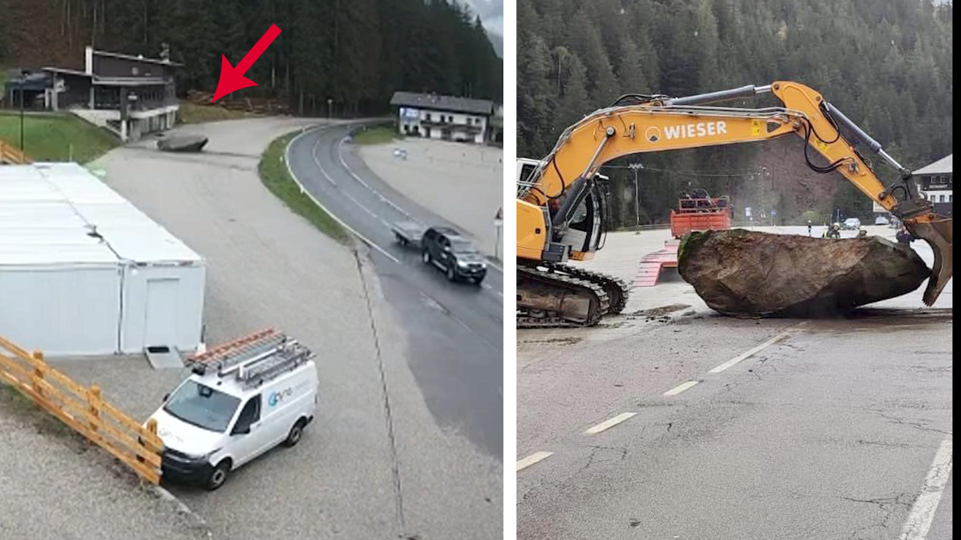 Südtirol: Riesiger Felsbrocken rast auf angrenzende Straße Knapp verfehlt!