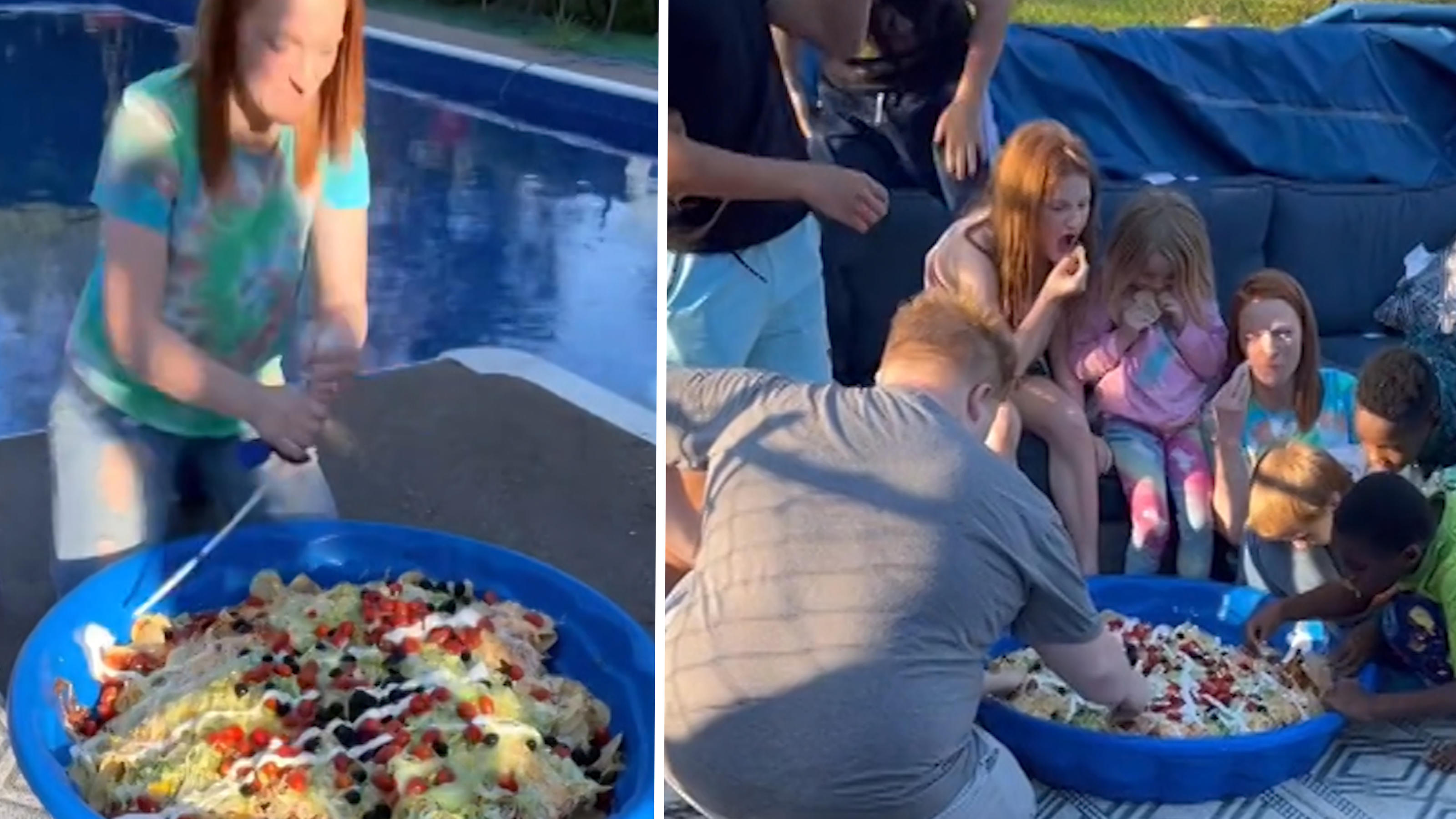 Zwölffach-Mama serviert Essen in Planschbecken Kurioses Buffet!