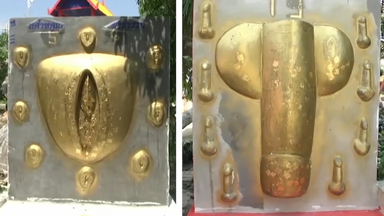 Thailänder verehren Glücks-Vagina und Gold-Penis Kurioses Genitalien-Gebet!