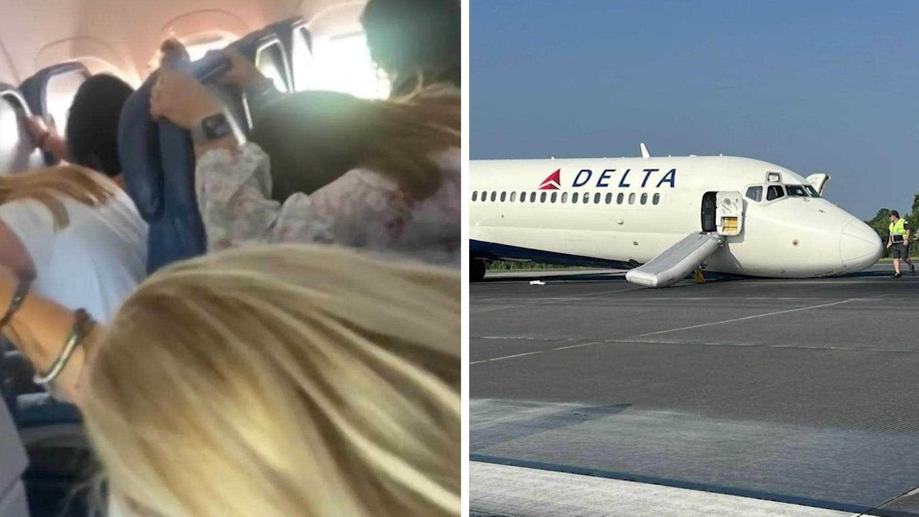 Delta-Flieger knallt ohne vorderes Fahrwerk auf Passagier filmt Horror-Landung!
