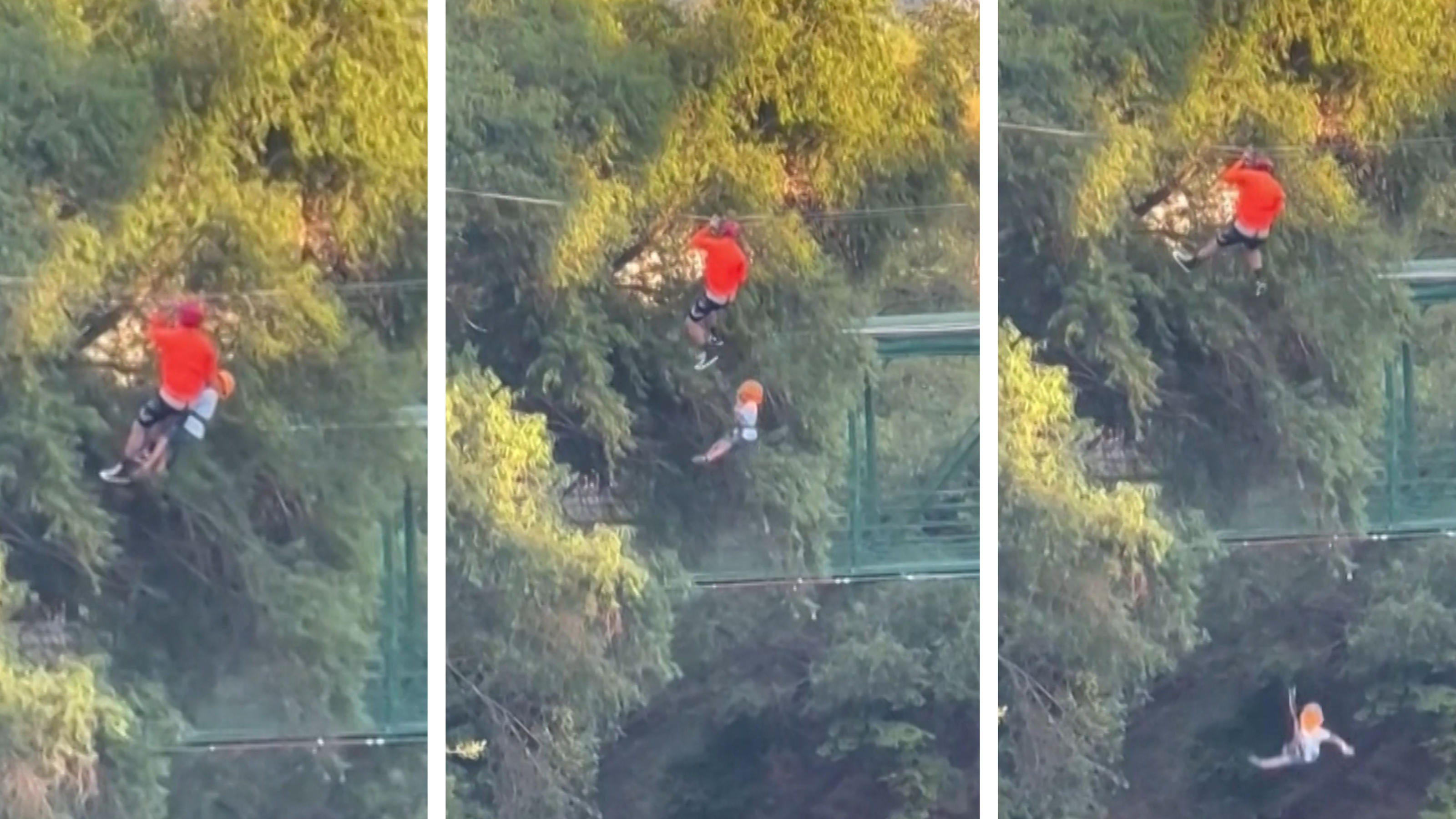 A boy (6 years old) falls from a horror zipline in an amusement park