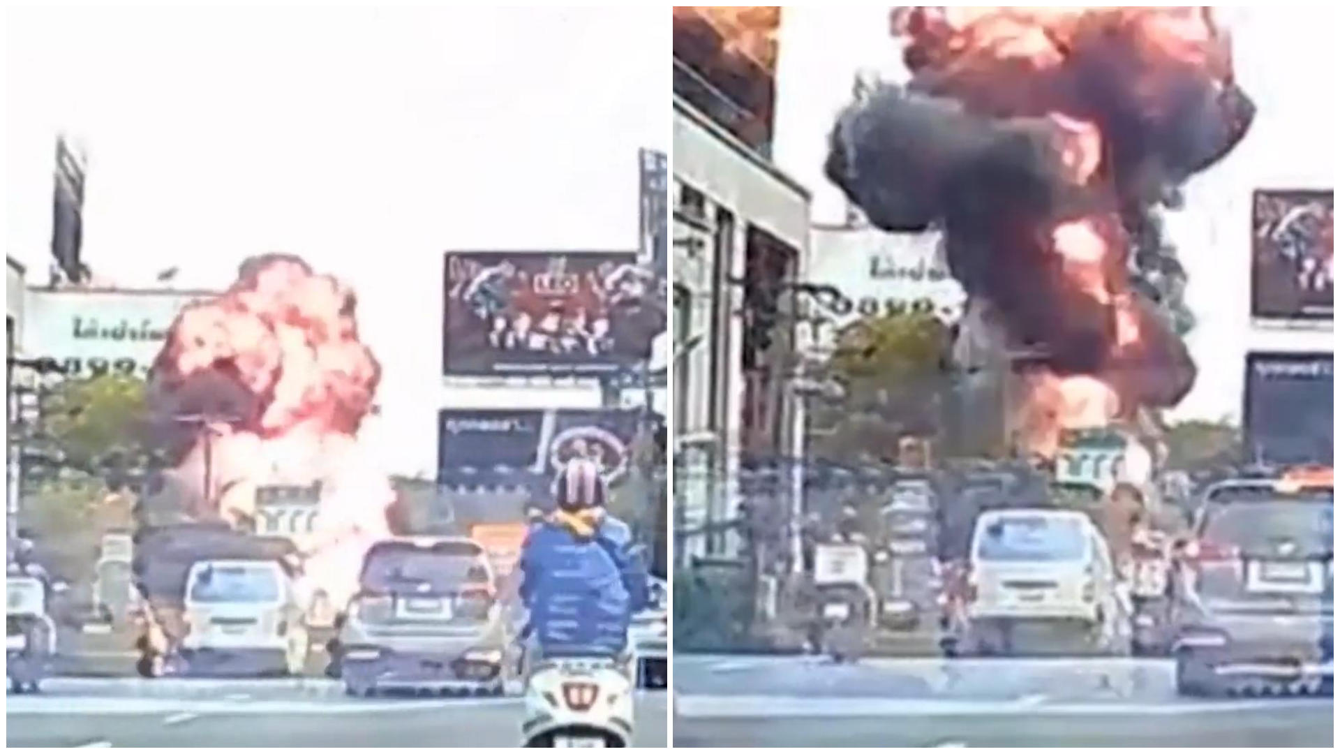 Riesiger Feuerball erschüttert Autofahrer - vier Verletzte Stromkasten explodiert!
