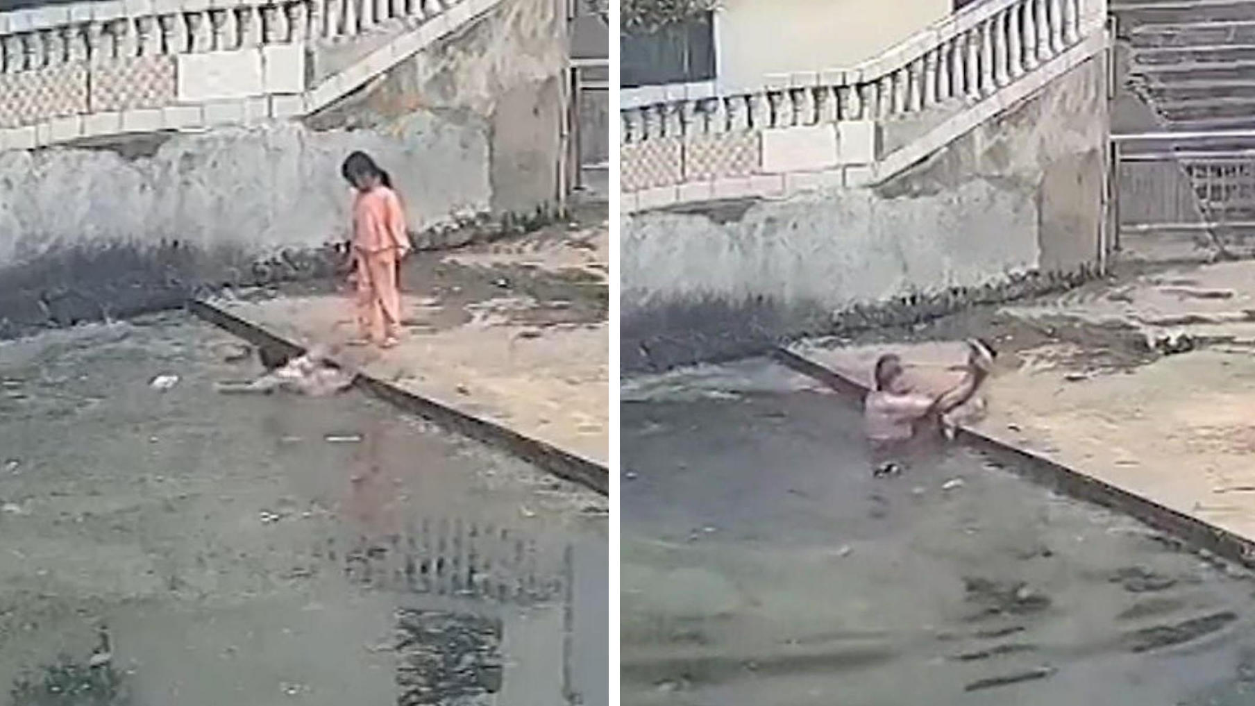 Kind (3) fällt in Pool - Mann rettet Jungen vorm Ertrinken Er wird zum Helden!