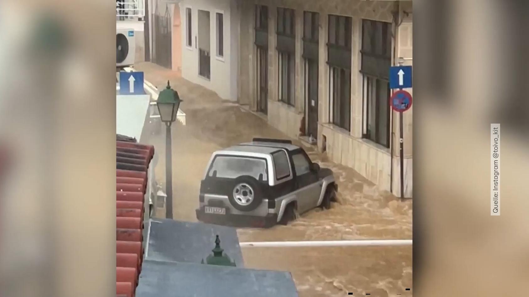 Griechenland ertrinkt Schwere Unwetter sintflutartige Regenfälle