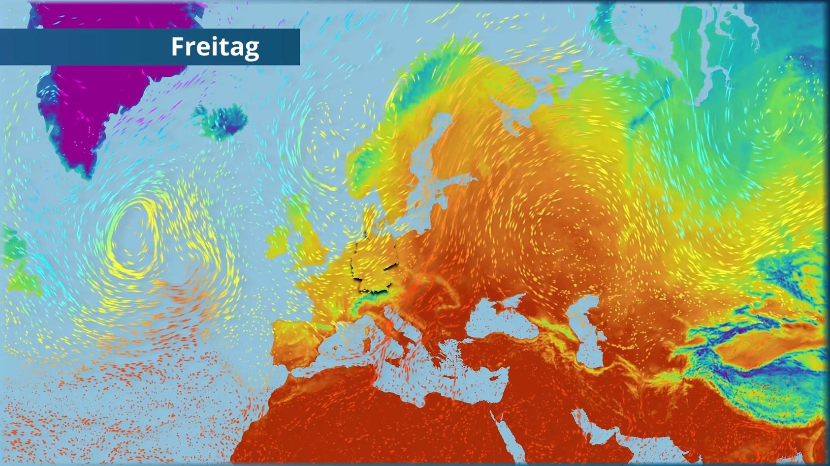 Der Strömungsfilm für Europa für 5 Tage Es wird sichtbar und spürbar kühler