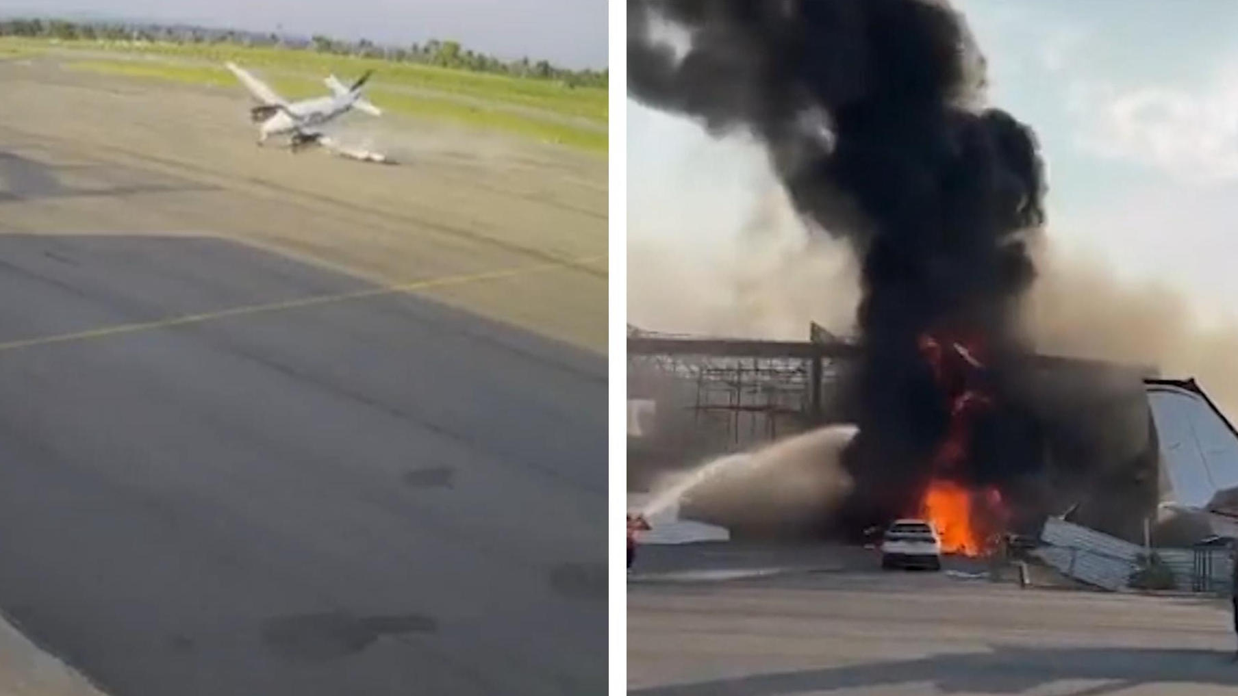 Flugzeug kracht in Hangar - zwei Tote Weil Landung misslingt!