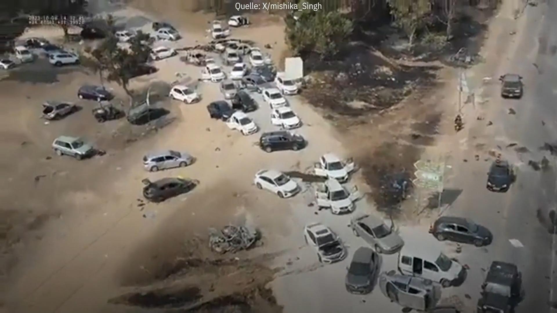 Drohnenbilder zeigen Festivalgelände nach Hamas-Angriff 260 Tote, zahlreiche Entführungen