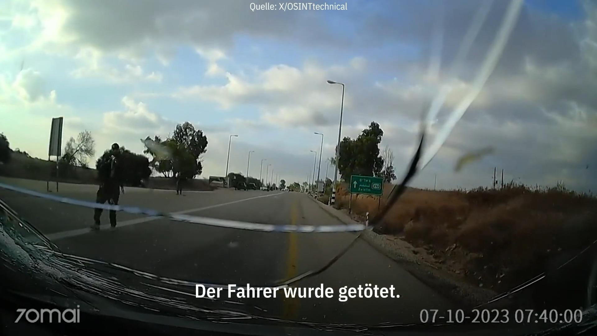 Dashcam video shows a festival-goer trying to escape, only to be killed at close range by Hamas