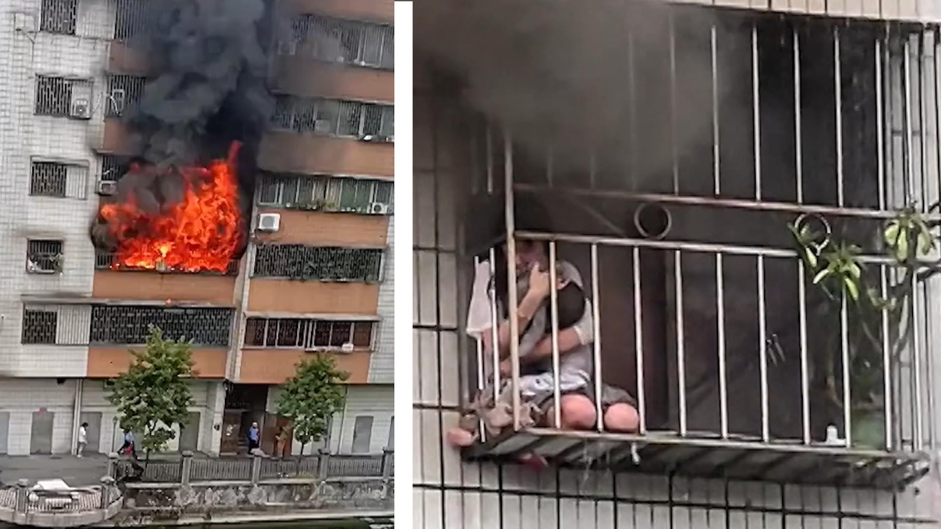 Feuerwehr muss Mutter und Kind retten Gefangen in den Flammen!