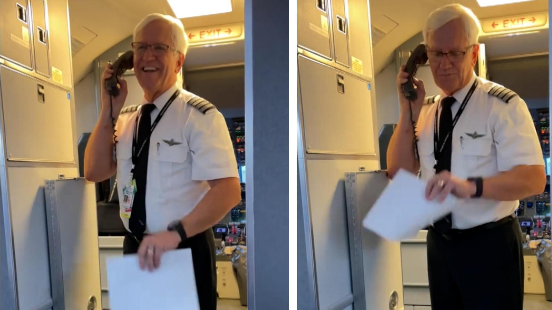 Pilot geht in Ruhestand - bei seiner Rede überkommt es ihn Tränen-Abschied!