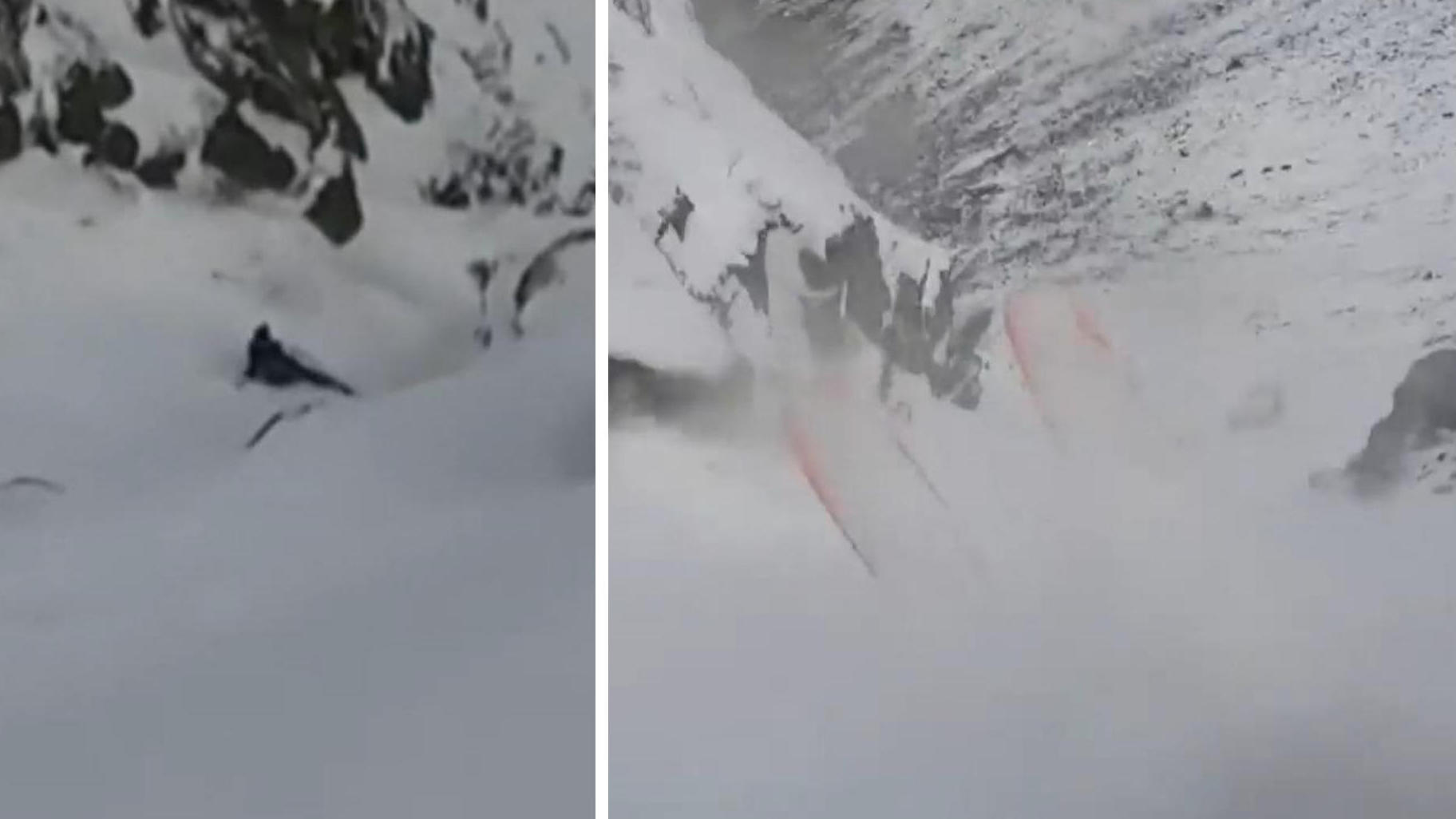 Skifahrer löst Lawine aus - und wird mitgerissen Seine Helmkamera filmt alles mit!