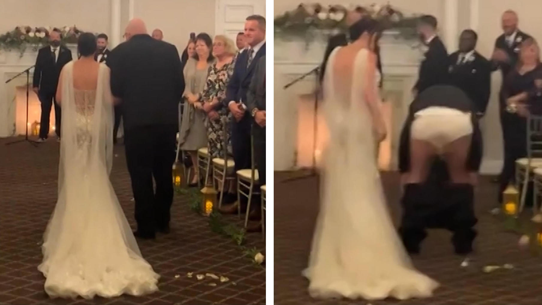 Vater rutscht Hose runter - als er Tochter zum Altar führt Poppes-Blitzer auf der Hochzeit!
