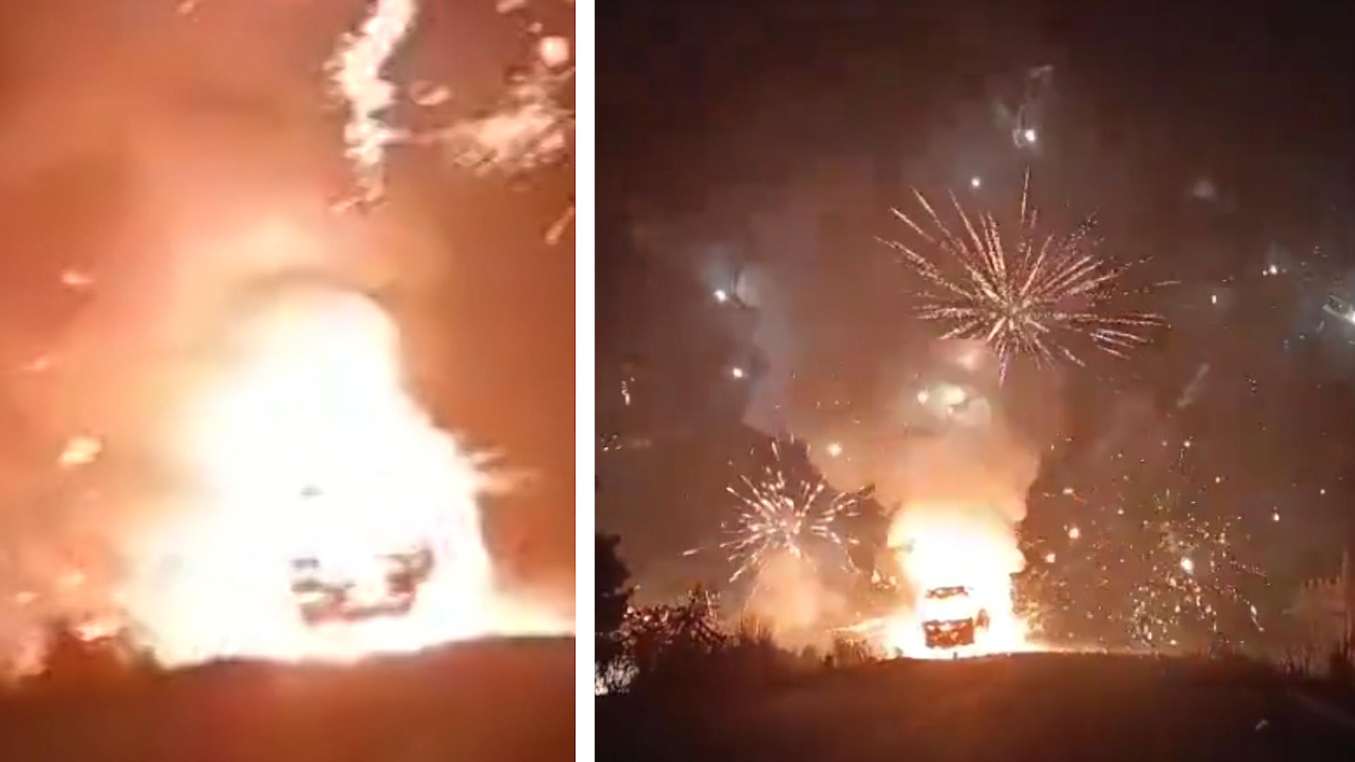 Ungeplante Pyroshow! Lkw mit Feuerwerkskörpern explodiert Ist denn schon wieder Silvester?!