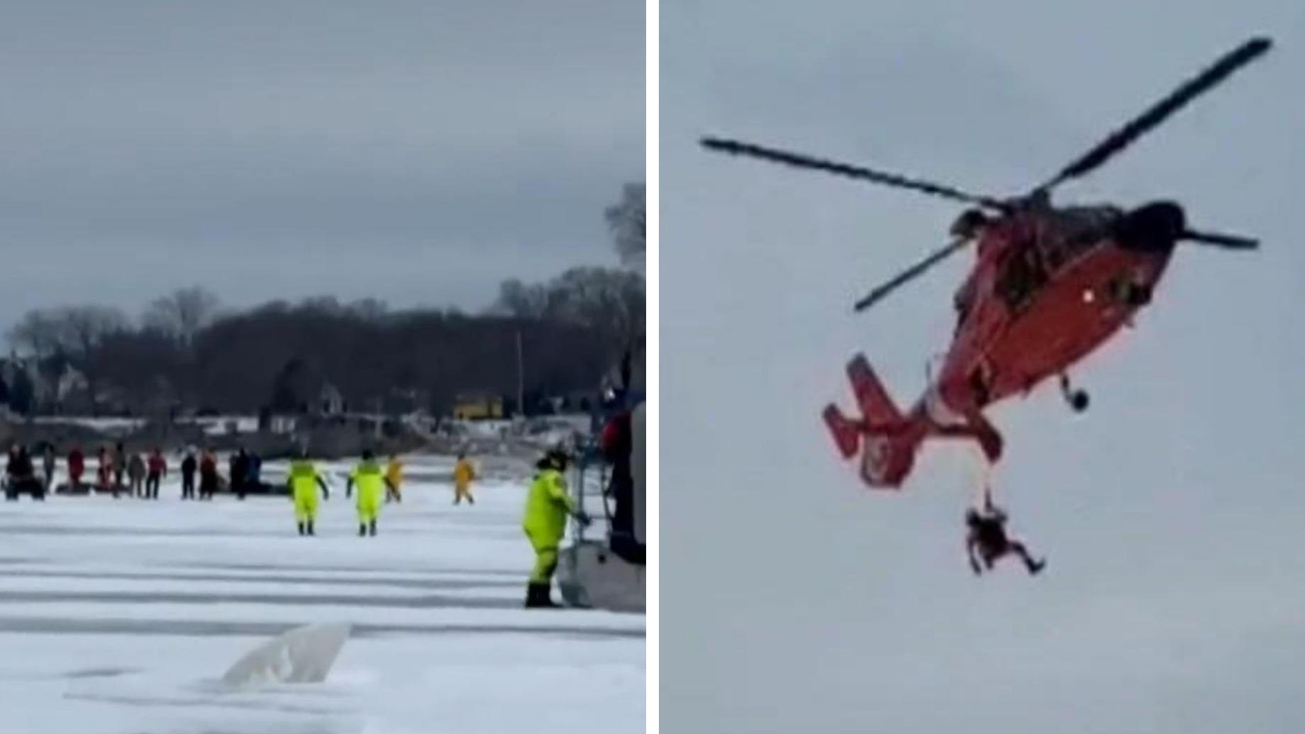 20 pescatori sono caduti su un lastrone di ghiaccio e all'improvviso sono andati alla deriva!