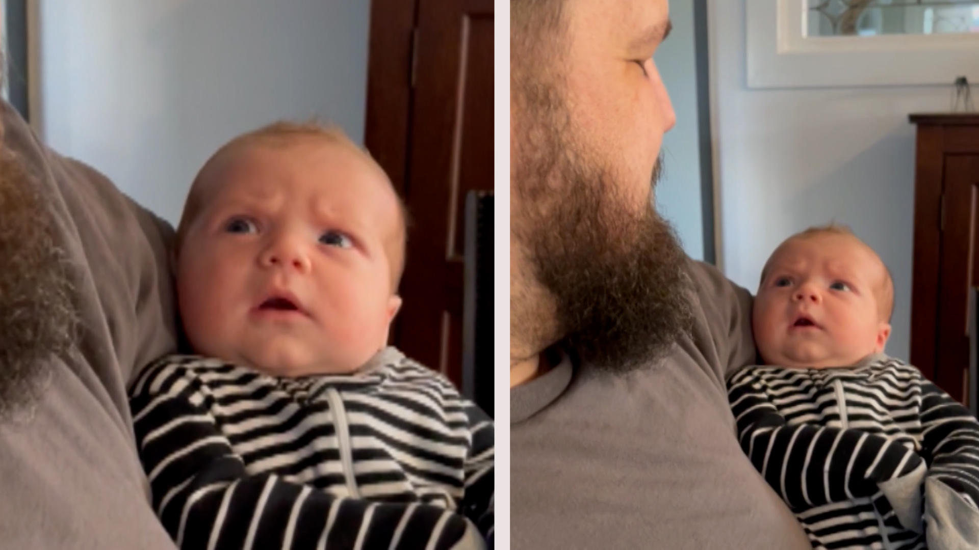 Bei diesem Anblick zerfällt das Gesicht des Babys.  Oh, heiliger Bart!