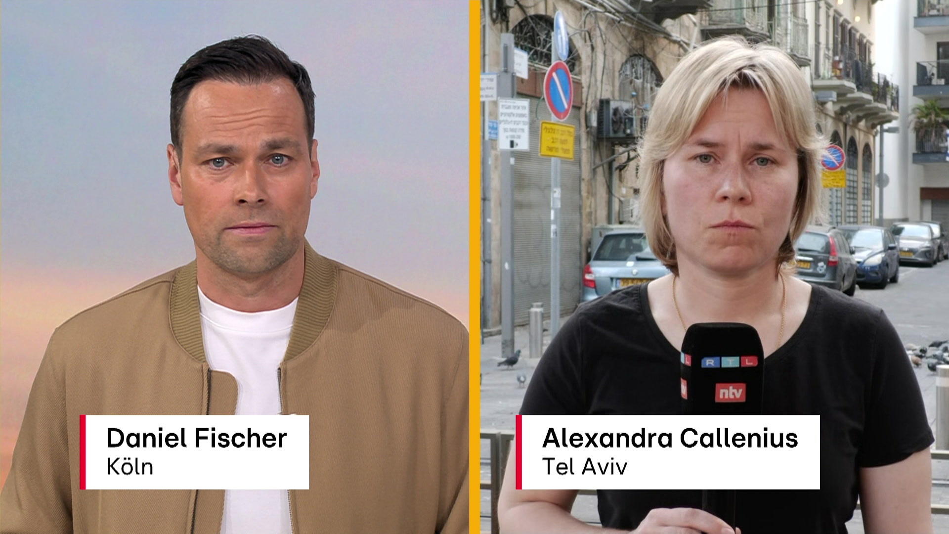 RTL-Reporterin Alexandra Callenius in Tel Aviv Israel schlägt gegen Iran zurück